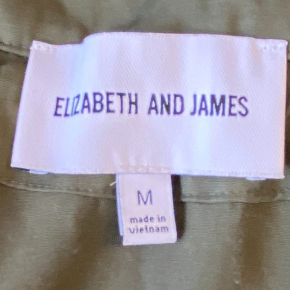 Elizabeth and James Utility Olive Green Cinch Waist Collar Windbreaker Jacket-M - Picture 11 of 14